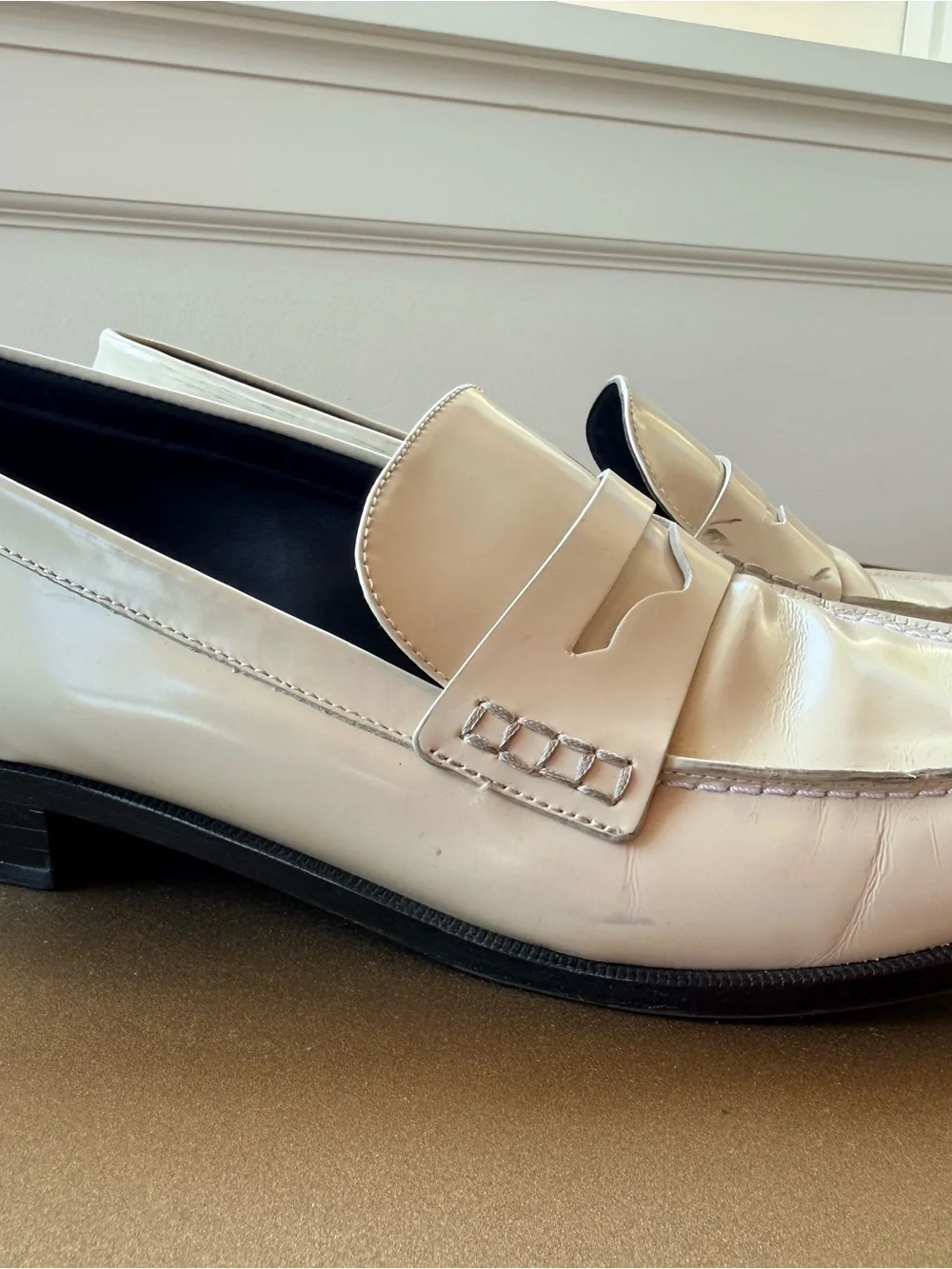 ME+EM Ivory Leather Penny Loafers